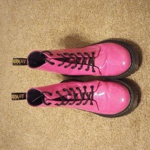 Dr Martens pink sparkle combat boot